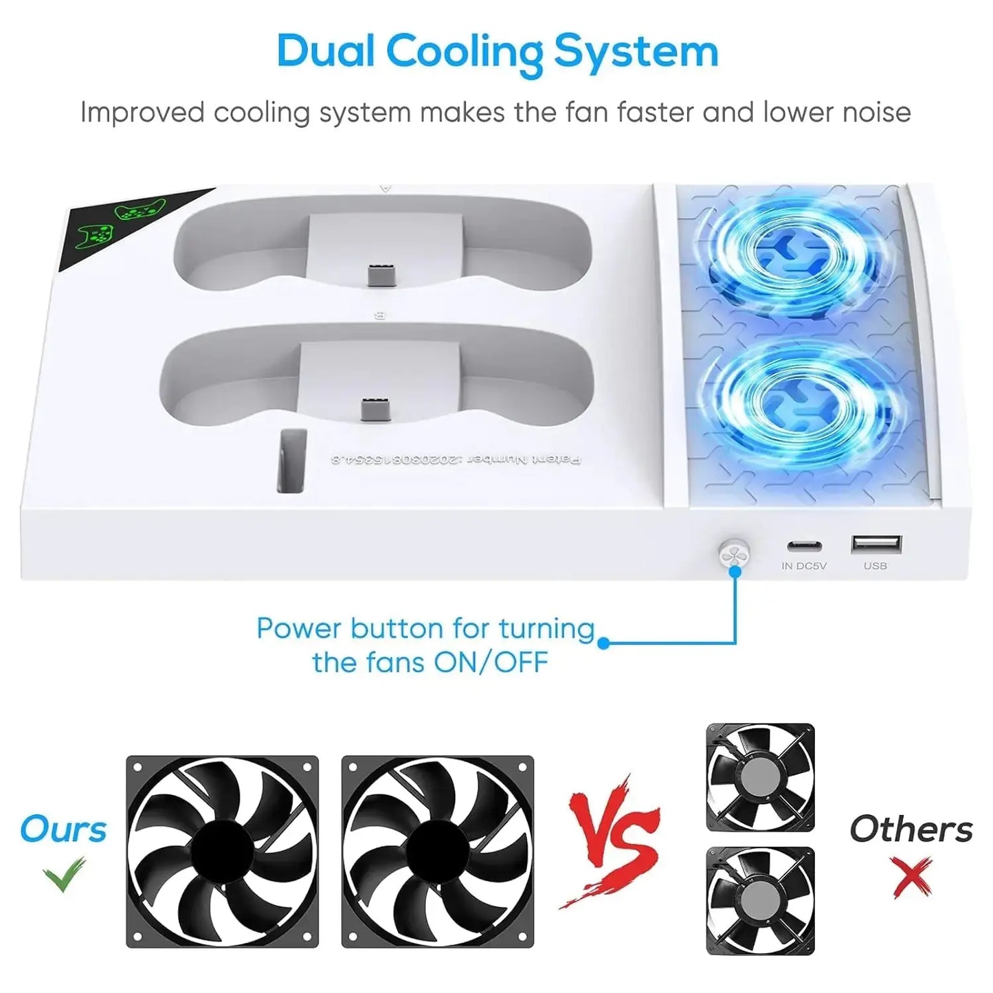 Charger Stand with Cooling Fan for Xbox Series S Console and Controller,Vertical Dual Charging Dock Accessories with 2 X 1400Mah Rechargeable Battery and Cover, Earphone Bracket for XSS G Cameron Sales